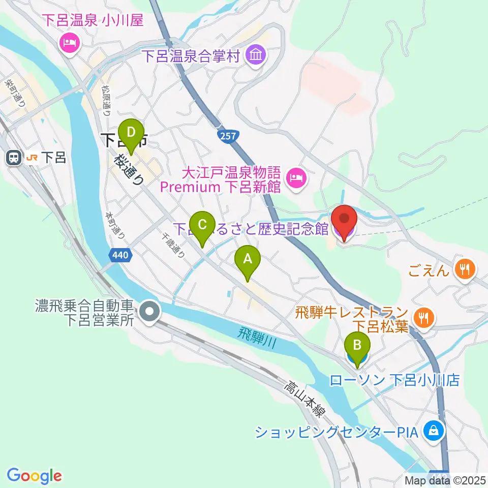 下呂ふるさと歴史記念館周辺のコンビニエンスストア一覧地図