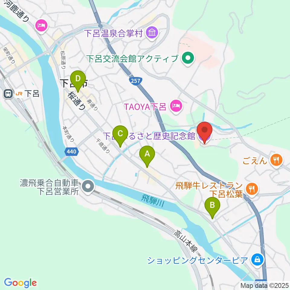 下呂ふるさと歴史記念館周辺のコンビニエンスストア一覧地図