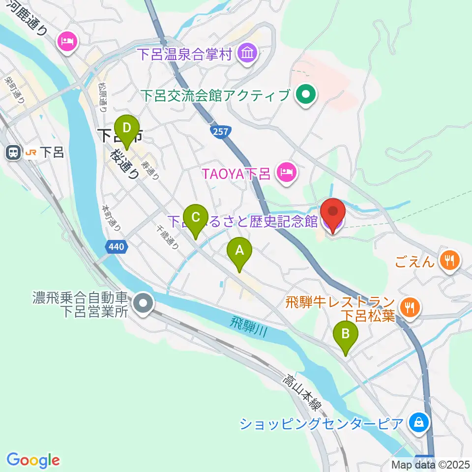 下呂ふるさと歴史記念館周辺のコンビニエンスストア一覧地図