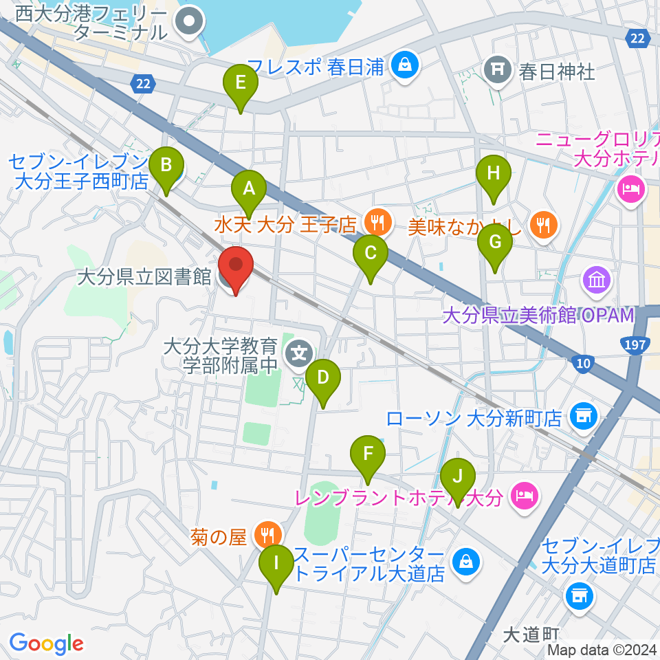 大分県立先哲史料館周辺のコンビニエンスストア一覧地図