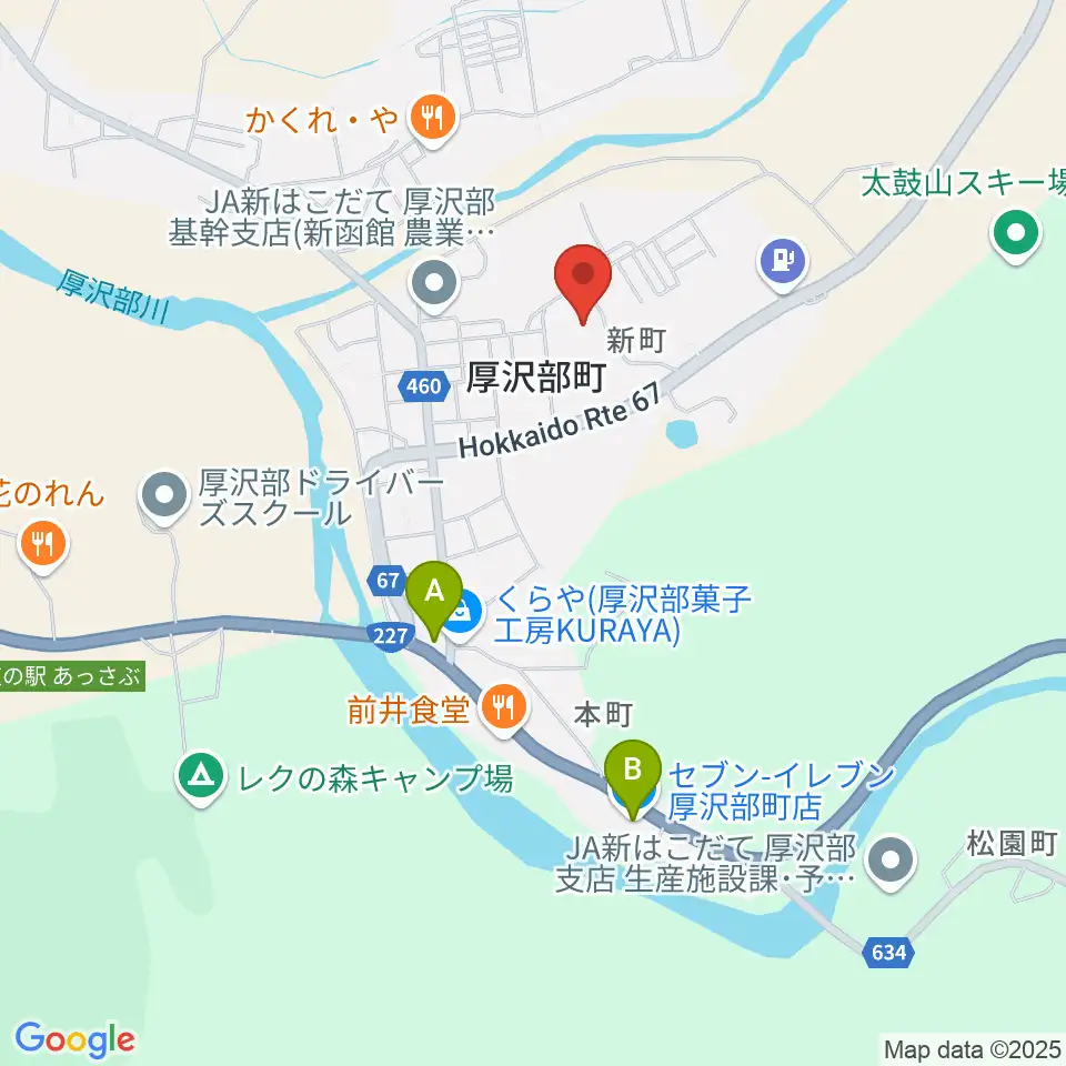 厚沢部町郷土資料館周辺のコンビニエンスストア一覧地図