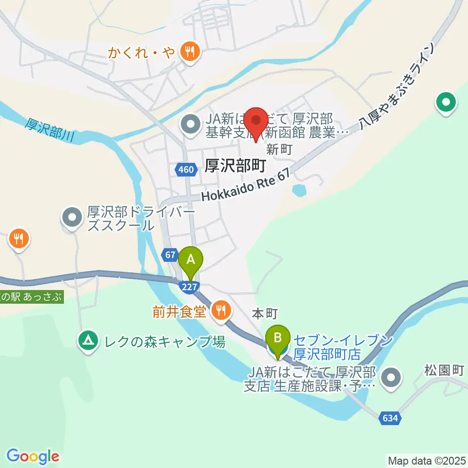 厚沢部町郷土資料館周辺のコンビニエンスストア一覧地図