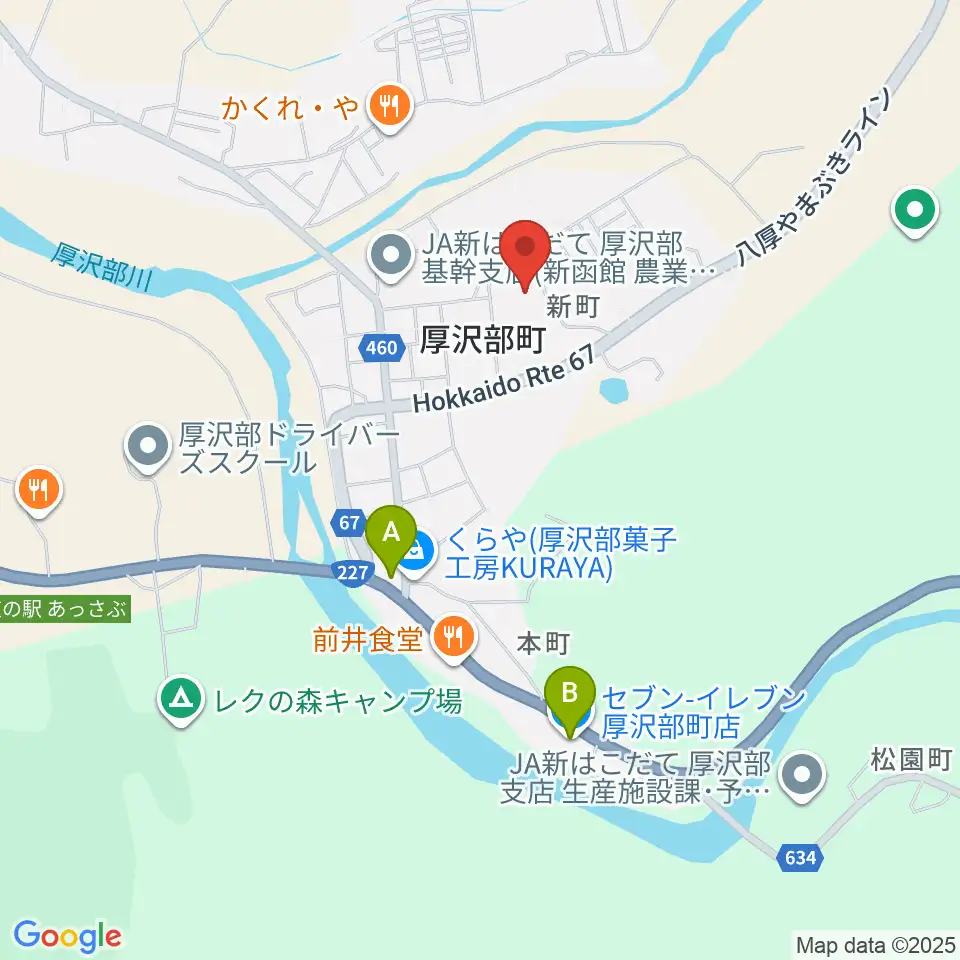 厚沢部町郷土資料館周辺のコンビニエンスストア一覧地図
