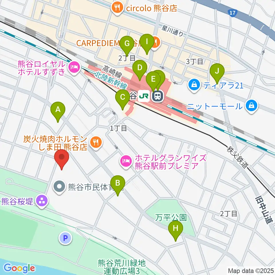 熊谷図書館 美術・郷土資料展示室周辺のコンビニエンスストア一覧地図