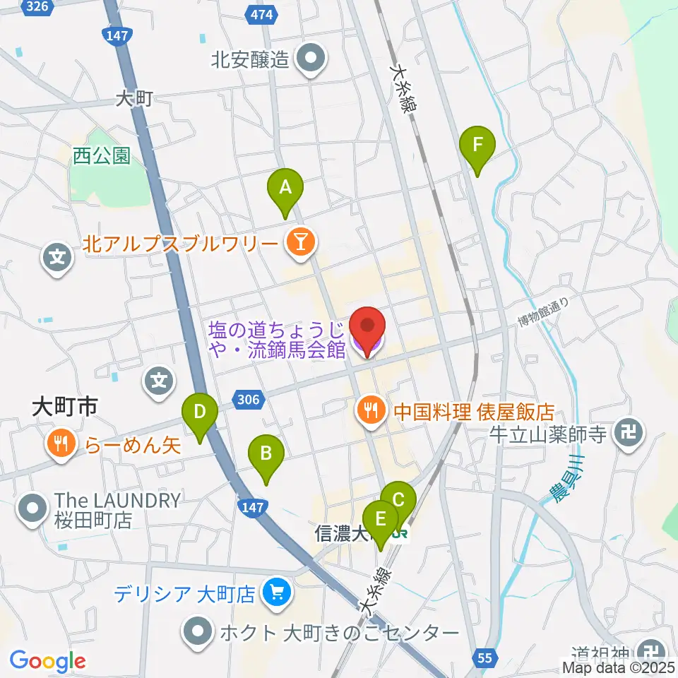 塩の道ちょうじや周辺のコンビニエンスストア一覧地図