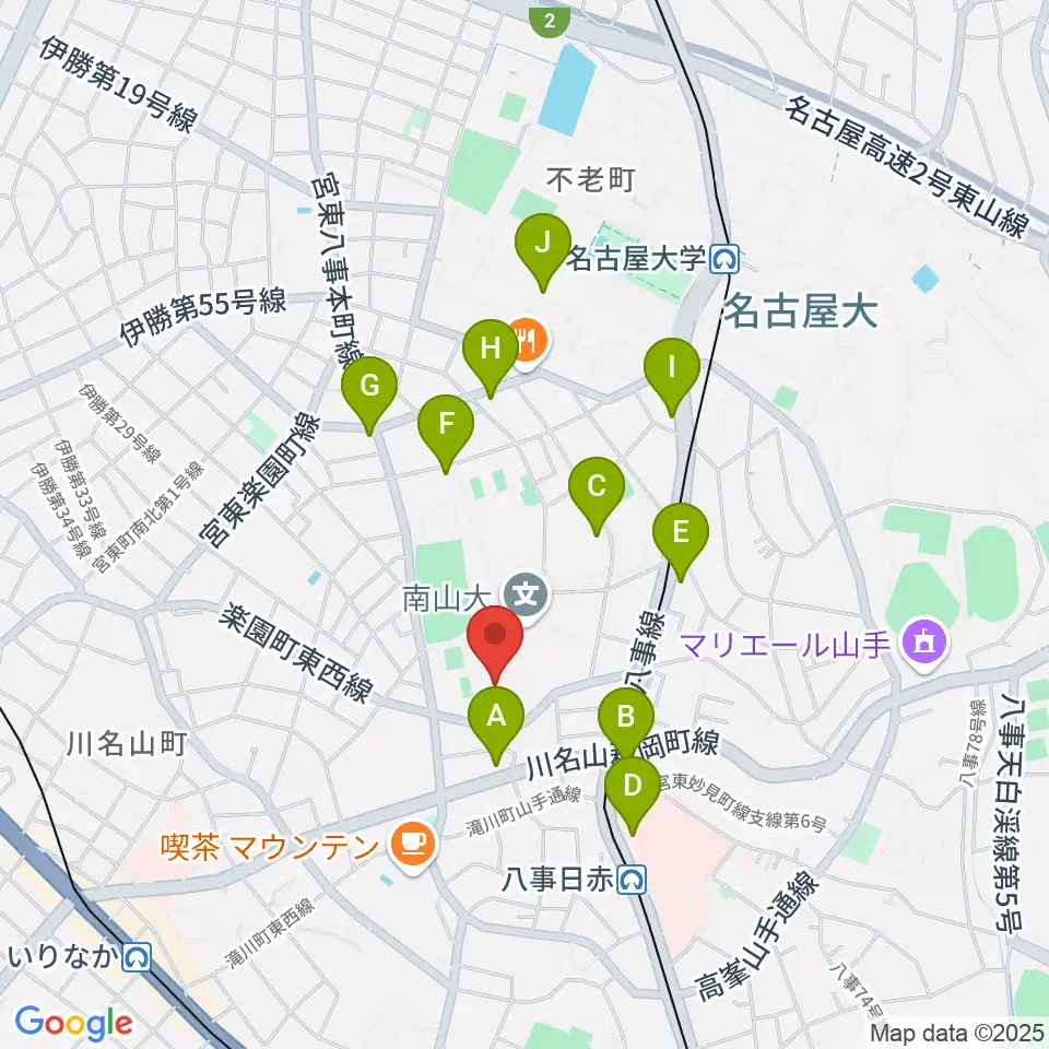 南山大学人類学博物館周辺のコンビニエンスストア一覧地図
