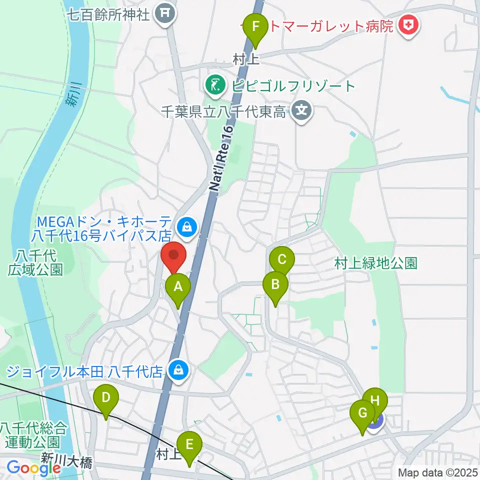 八千代市立郷土博物館周辺のコンビニエンスストア一覧地図