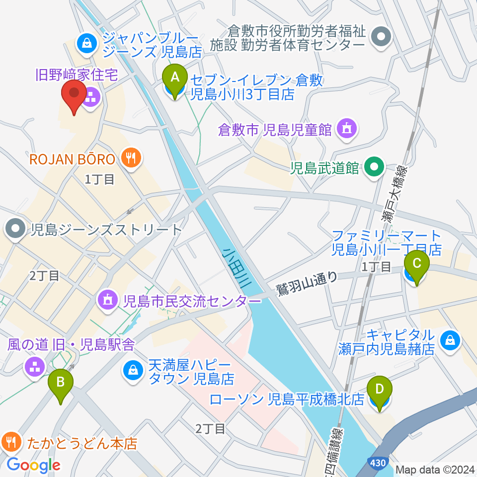 野﨑家塩業歴史館周辺のコンビニエンスストア一覧地図