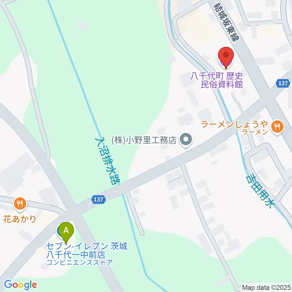 八千代町歴史民俗資料館周辺のコンビニエンスストア一覧地図