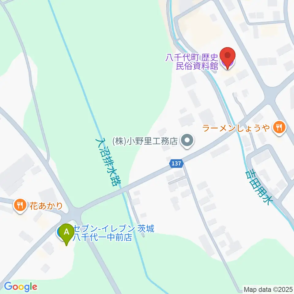 八千代町歴史民俗資料館周辺のコンビニエンスストア一覧地図