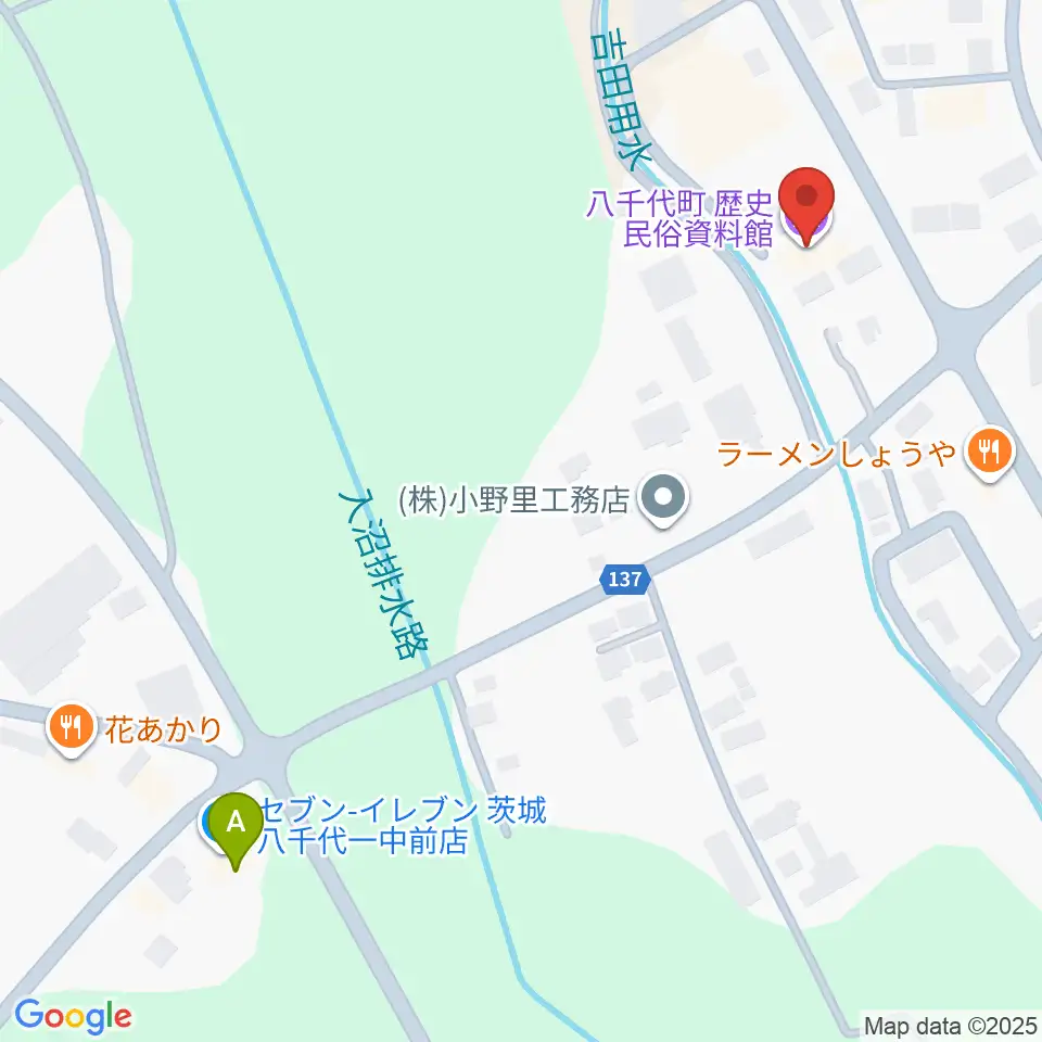 八千代町歴史民俗資料館周辺のコンビニエンスストア一覧地図