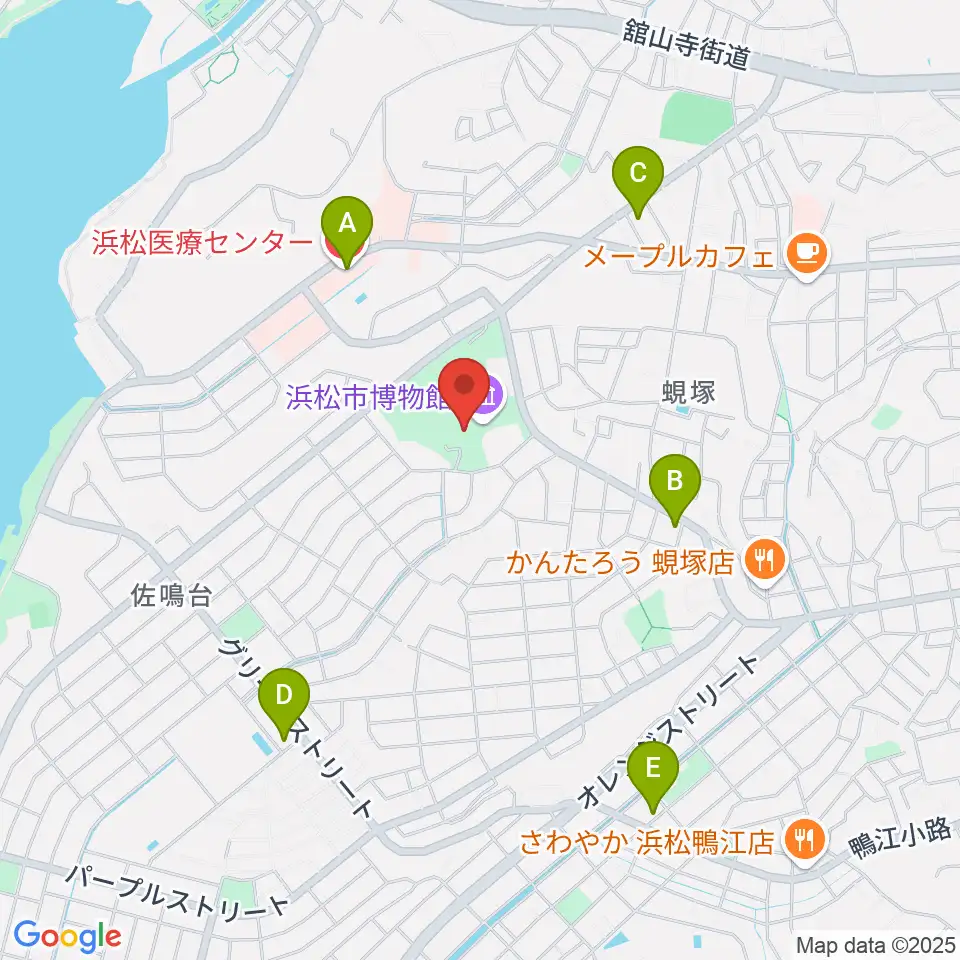浜松市博物館周辺のコンビニエンスストア一覧地図
