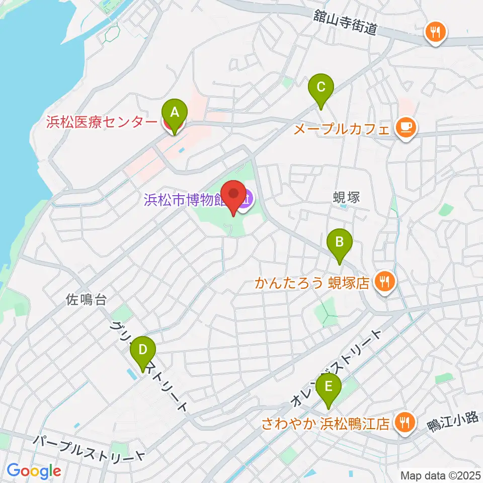 浜松市博物館周辺のコンビニエンスストア一覧地図