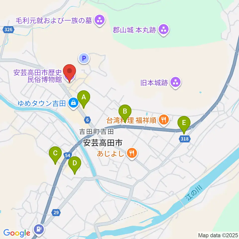 安芸高田市歴史民俗博物館周辺のコンビニエンスストア一覧地図
