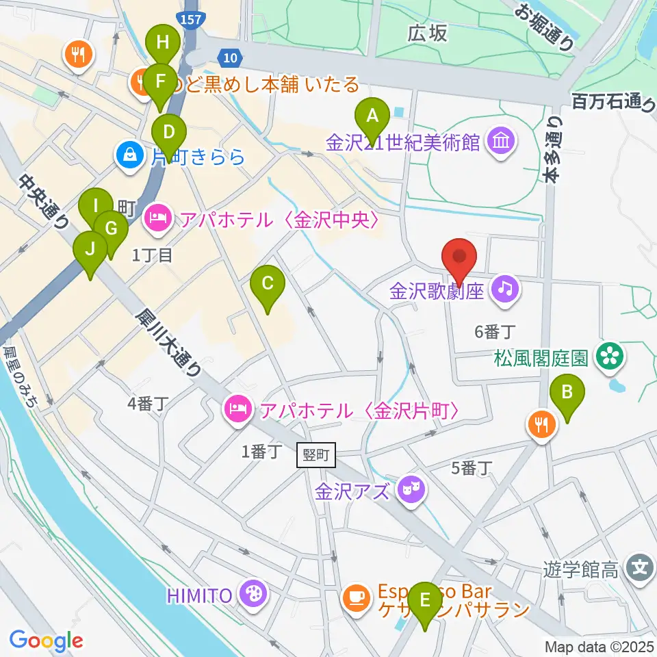 金沢ふるさと偉人館周辺のコンビニエンスストア一覧地図