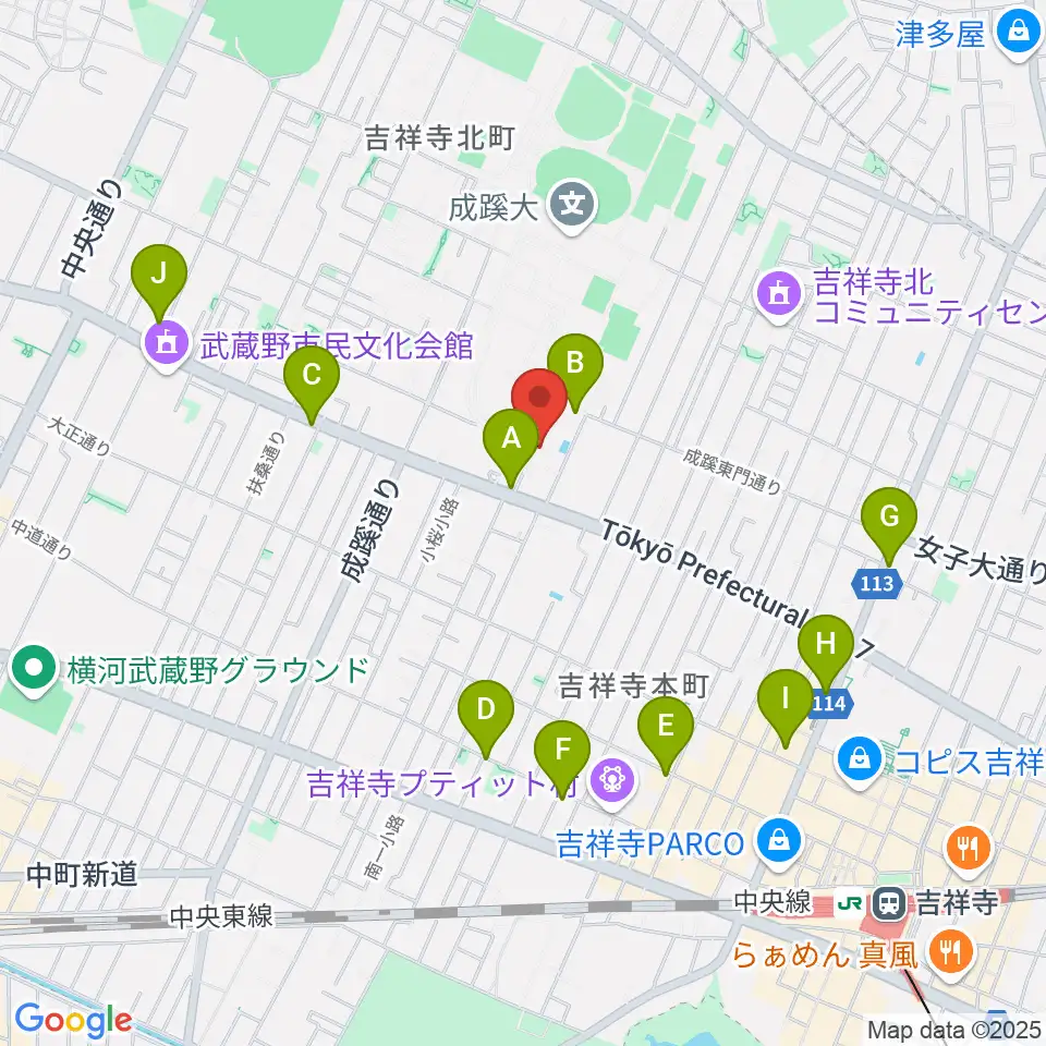 成蹊学園史料館周辺のコンビニエンスストア一覧地図