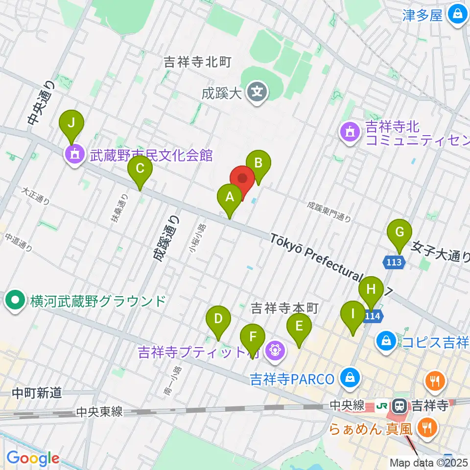成蹊学園史料館周辺のコンビニエンスストア一覧地図