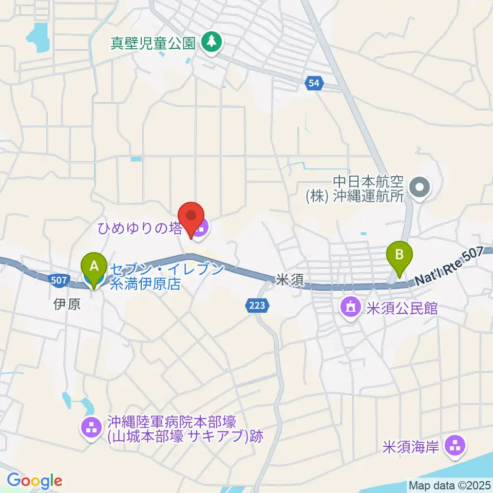 ひめゆり平和祈念資料館周辺のコンビニエンスストア一覧地図