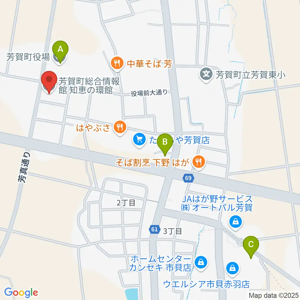 芳賀町総合情報館 知恵の環館周辺のコンビニエンスストア一覧地図