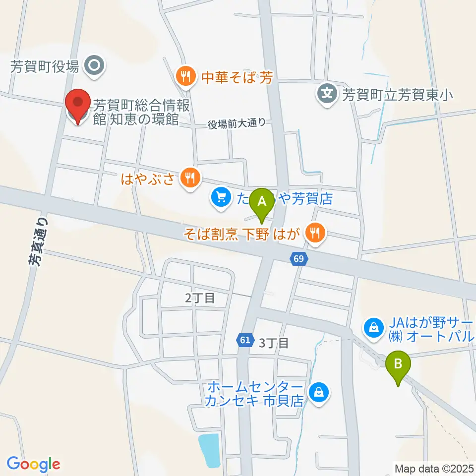 芳賀町総合情報館 知恵の環館周辺のコンビニエンスストア一覧地図