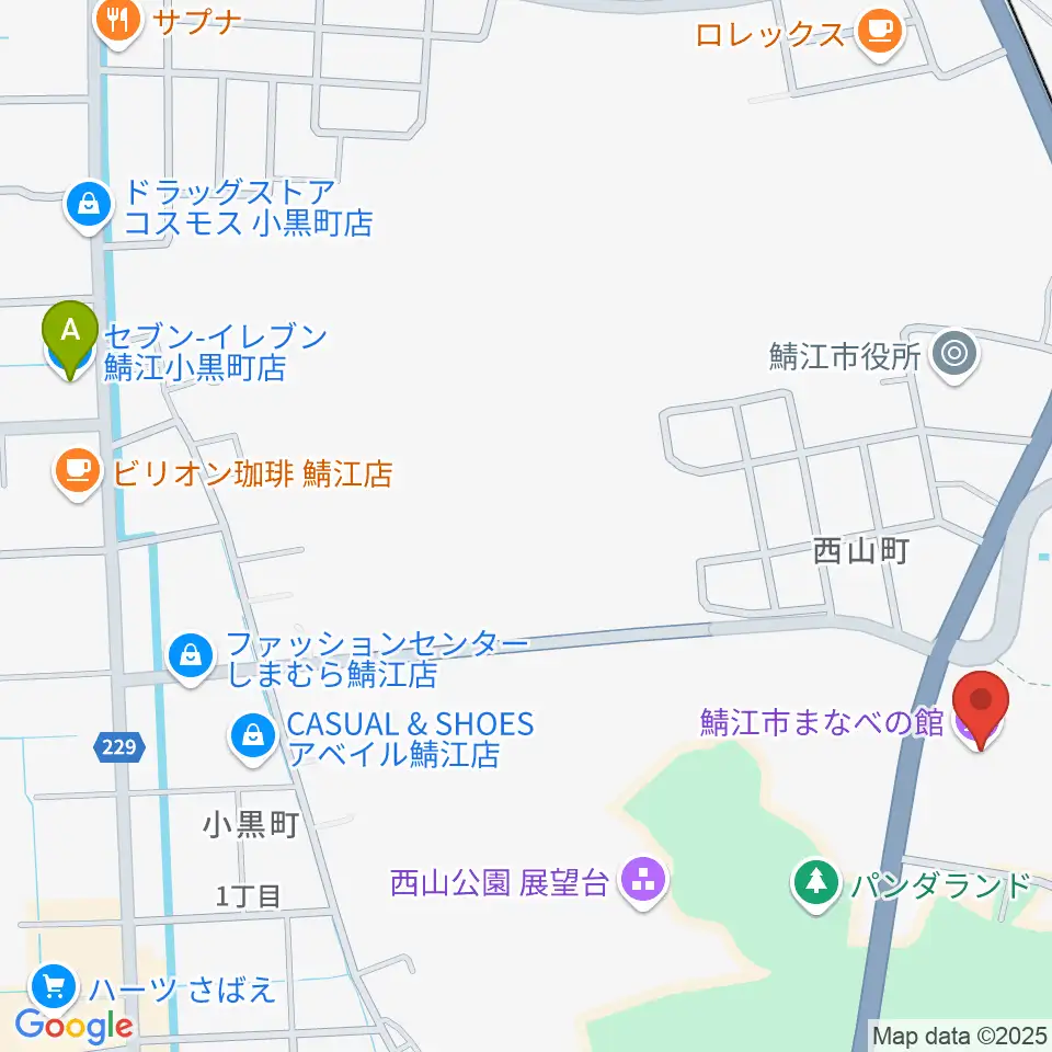 鯖江市まなべの館周辺のコンビニエンスストア一覧地図