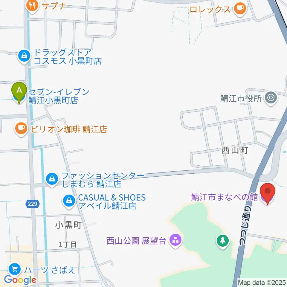 鯖江市まなべの館周辺のコンビニエンスストア一覧地図