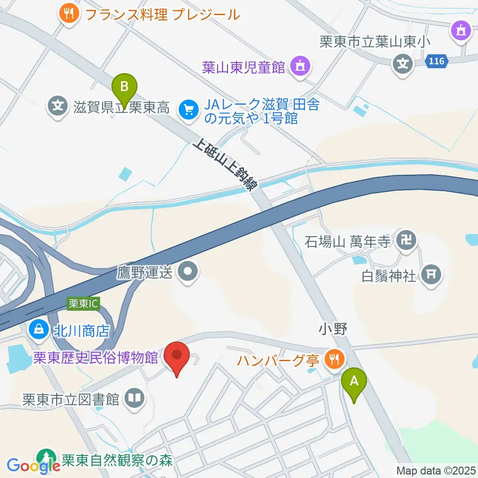 栗東歴史民俗博物館周辺のコンビニエンスストア一覧地図