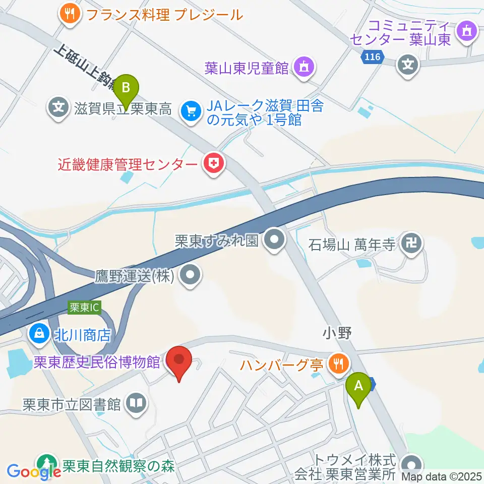 栗東歴史民俗博物館周辺のコンビニエンスストア一覧地図