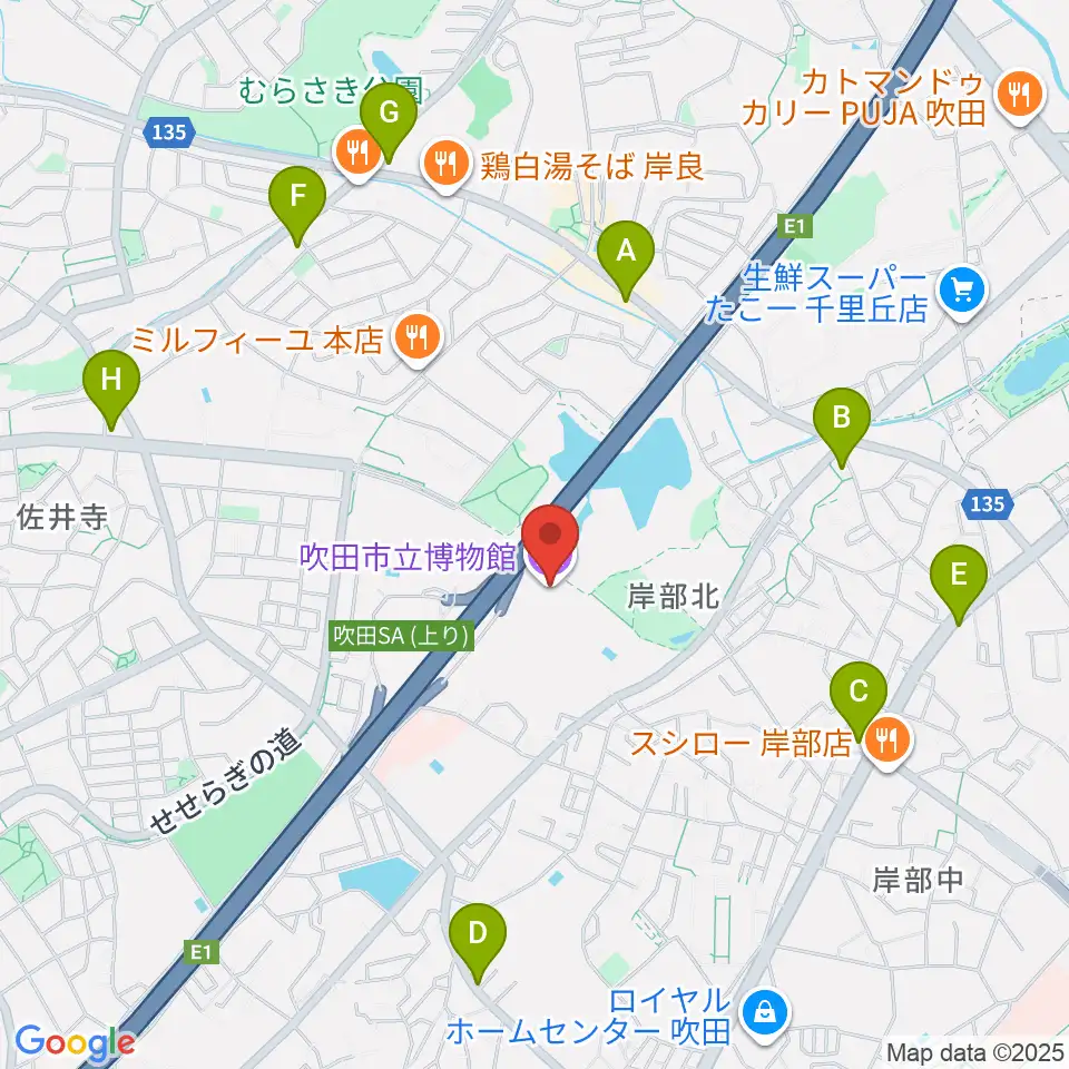 吹田市立博物館周辺のコンビニエンスストア一覧地図
