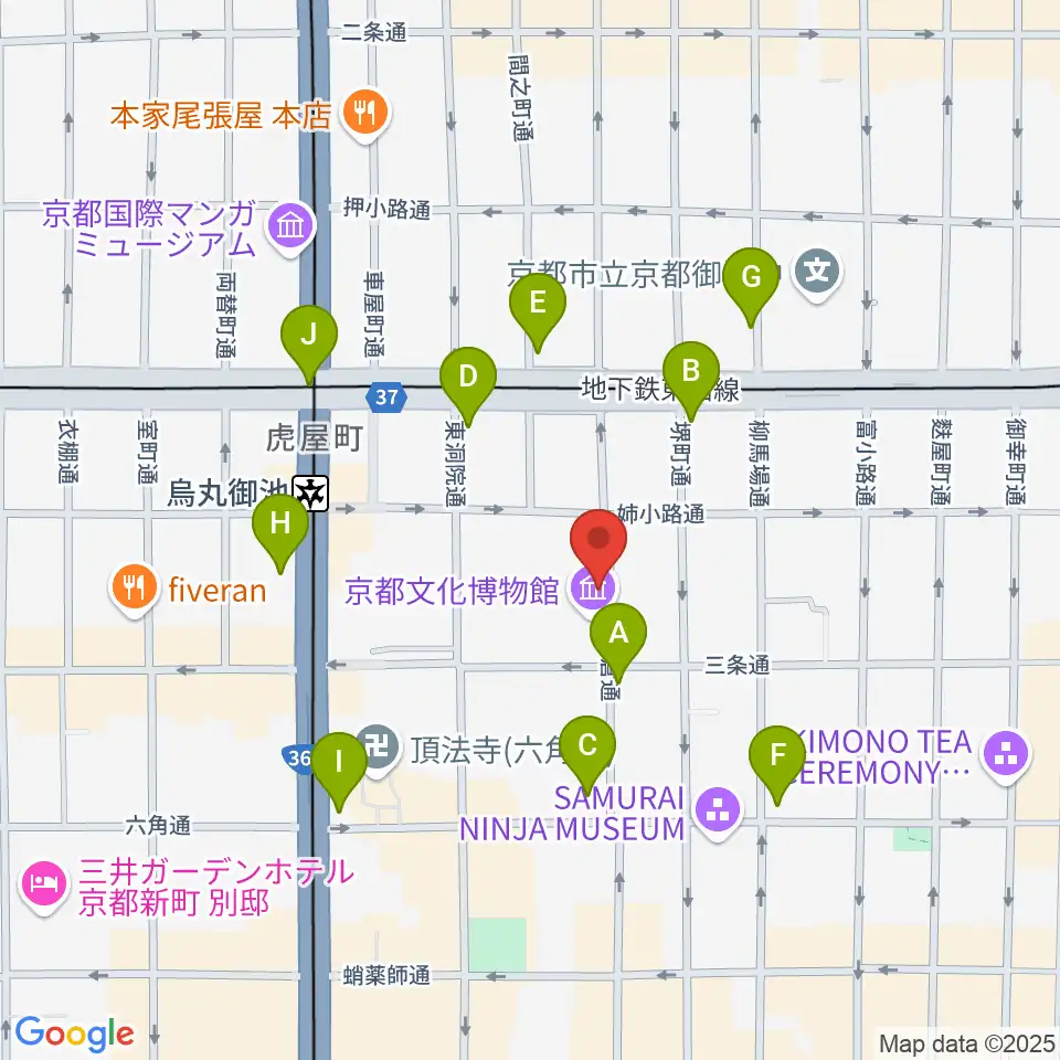 京都府京都文化博物館周辺のコンビニエンスストア一覧地図