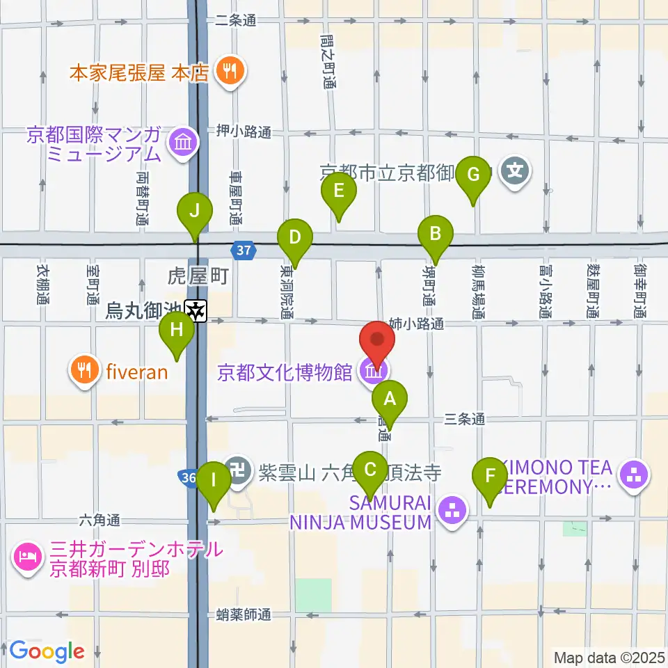 京都府京都文化博物館周辺のコンビニエンスストア一覧地図