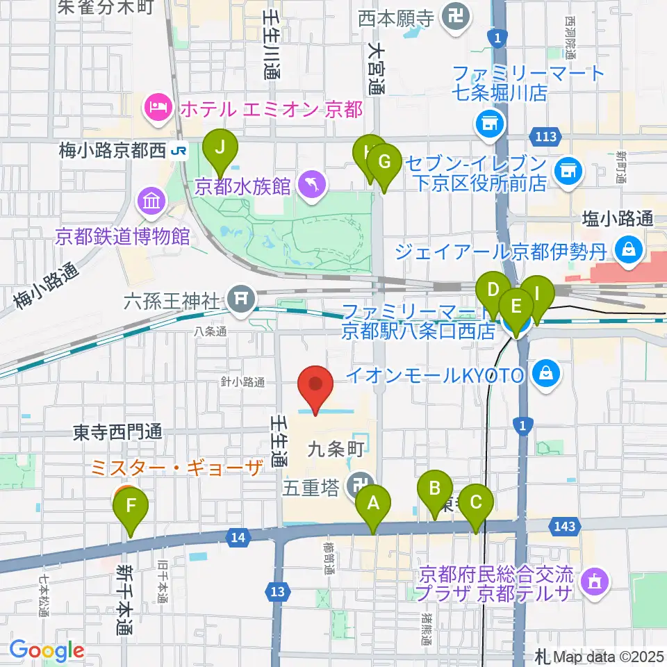 東寺宝物館周辺のコンビニエンスストア一覧地図
