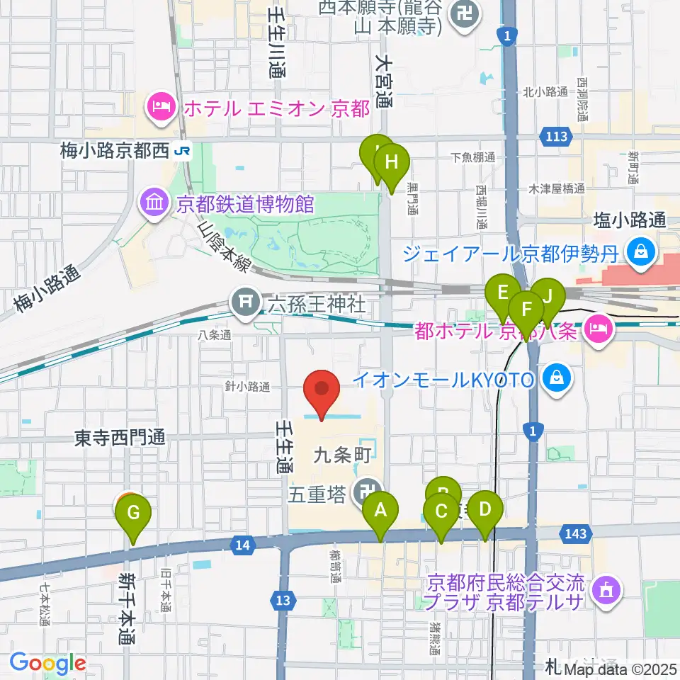 東寺宝物館周辺のコンビニエンスストア一覧地図