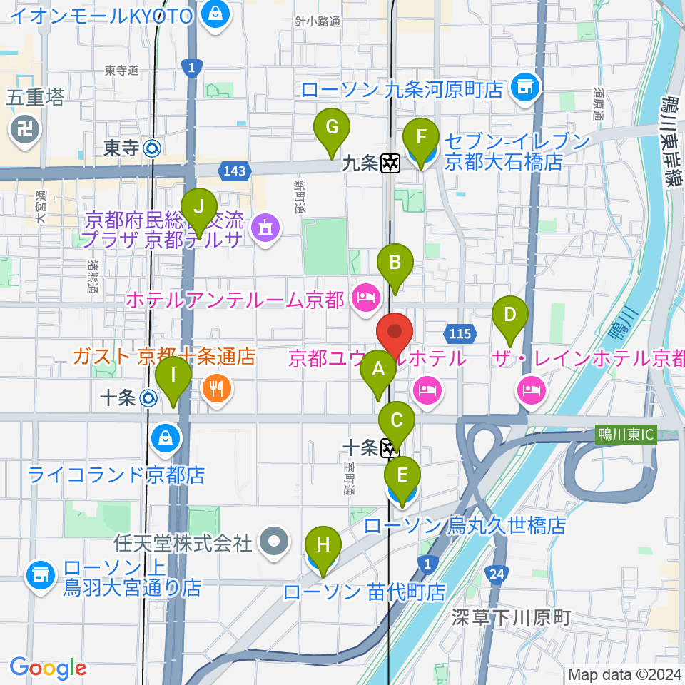 マザーシップスタジオ周辺のコンビニエンスストア一覧地図