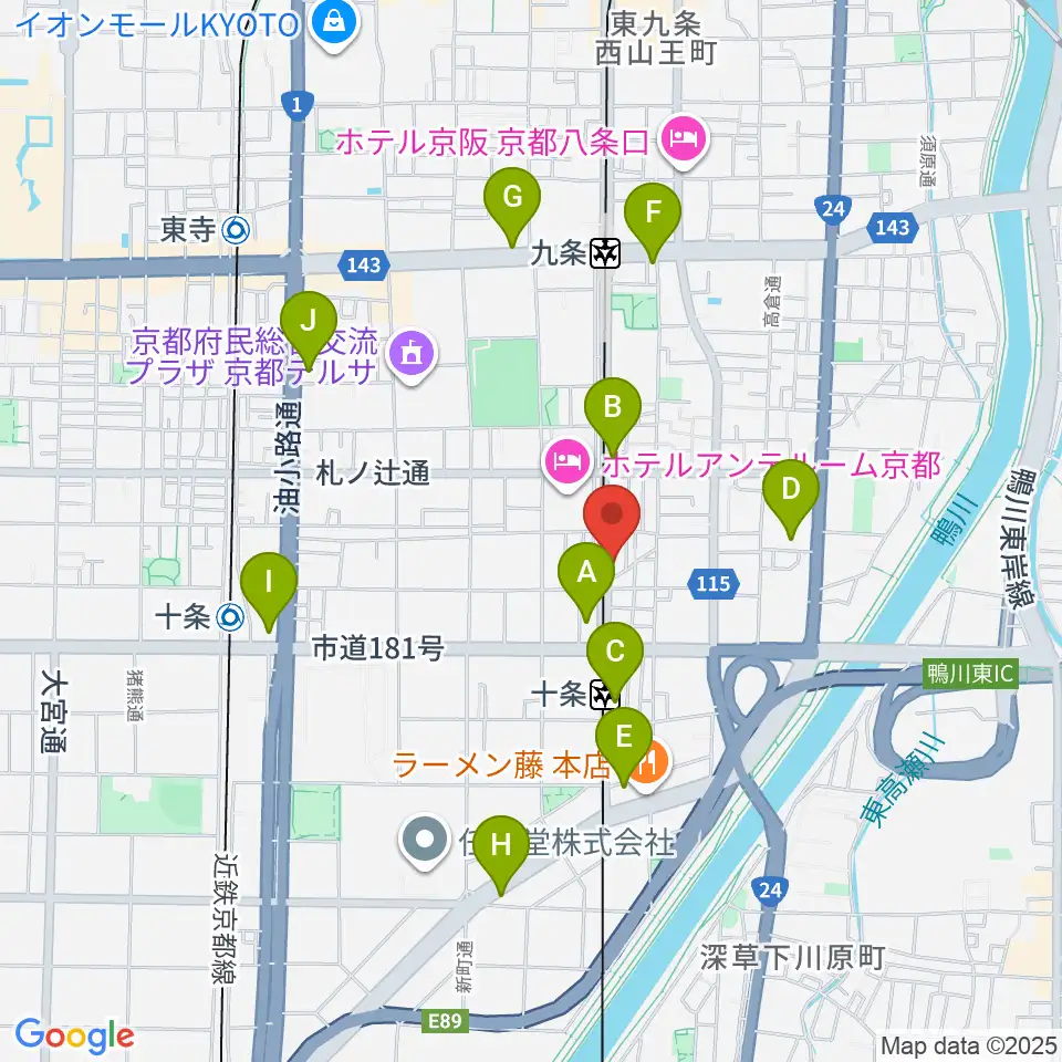 マザーシップスタジオ周辺のコンビニエンスストア一覧地図
