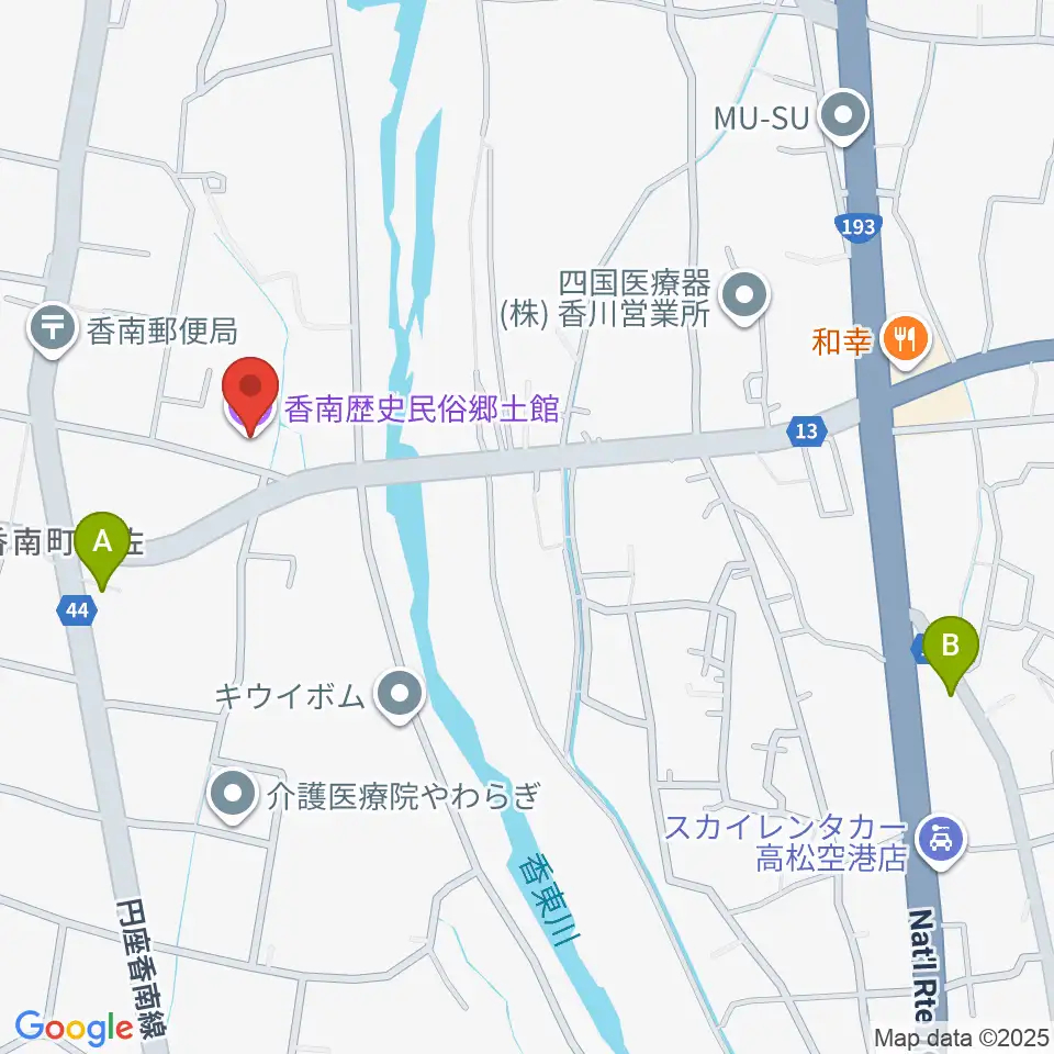 高松市香南歴史民俗郷土館周辺のコンビニエンスストア一覧地図