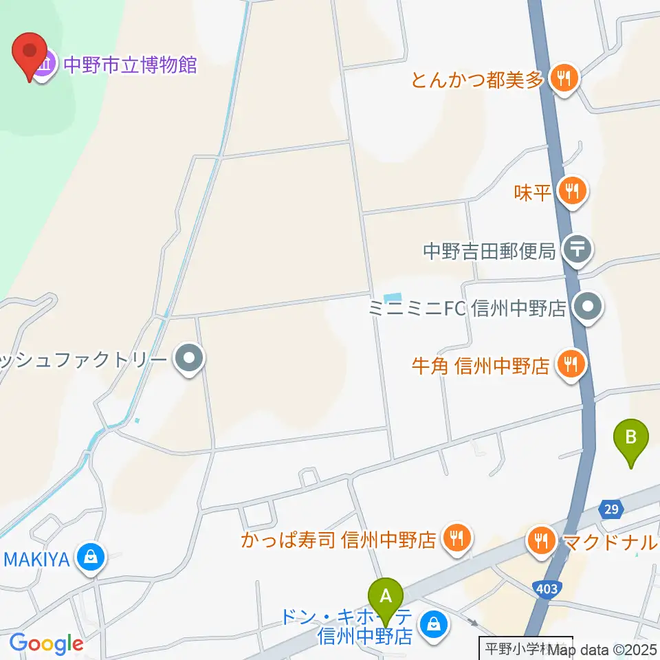 中野市立博物館周辺のコンビニエンスストア一覧地図