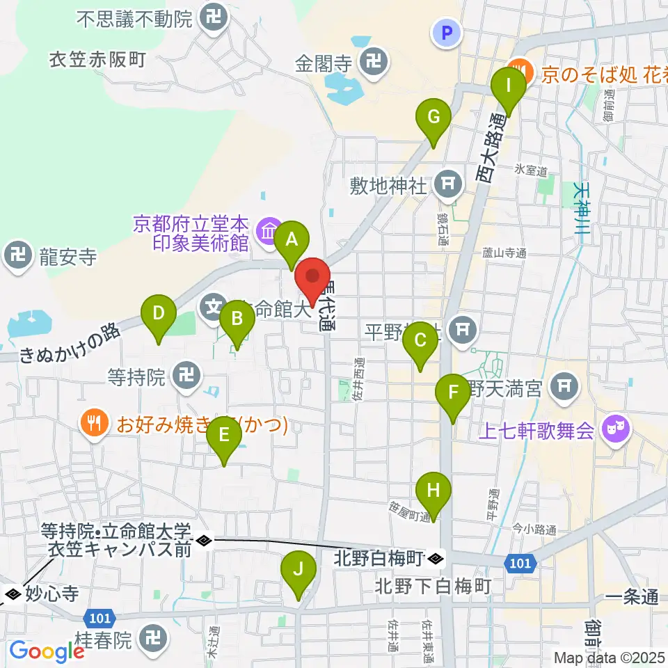 立命館大学国際平和ミュージアム周辺のコンビニエンスストア一覧地図