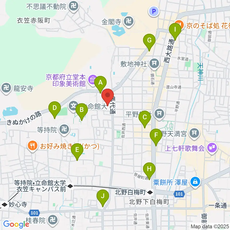 立命館大学国際平和ミュージアム周辺のコンビニエンスストア一覧地図