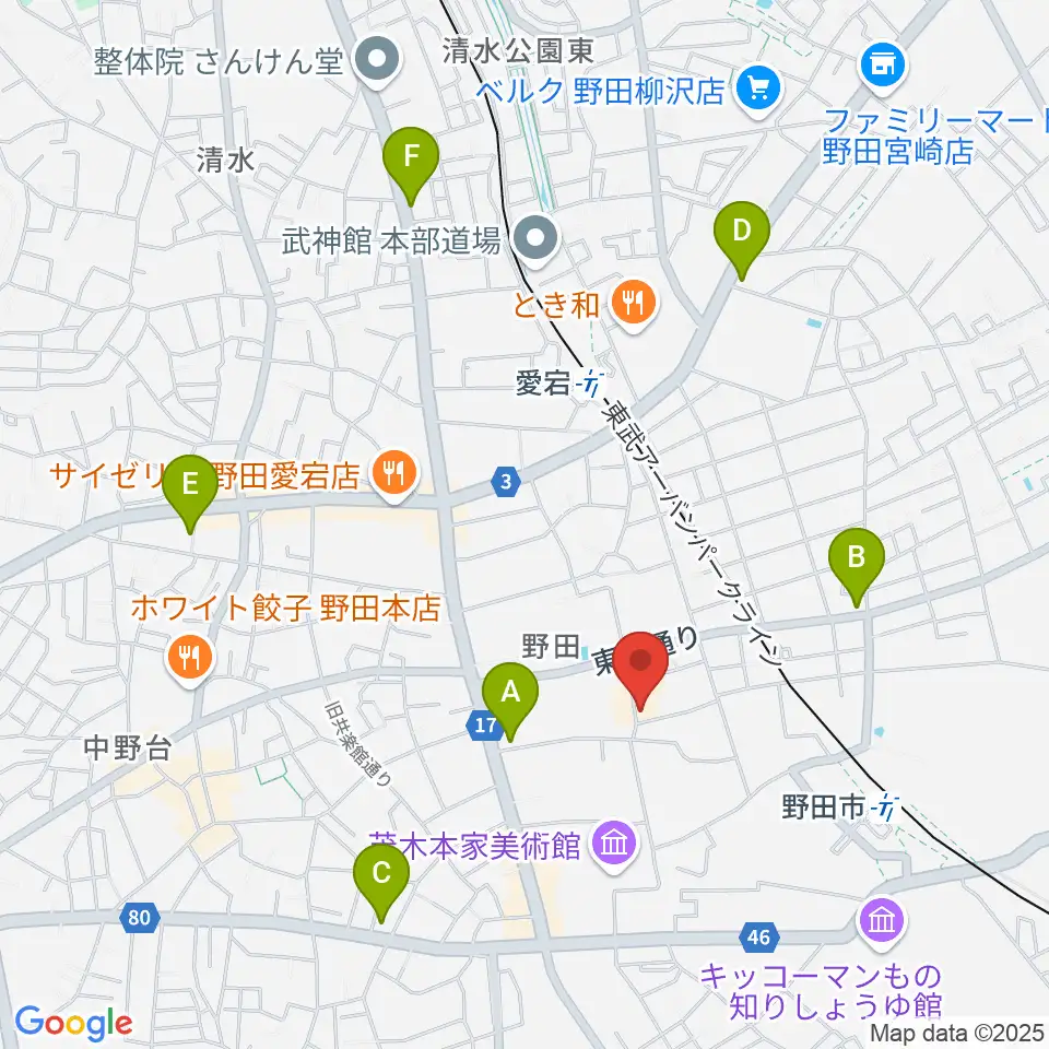 野田市郷土博物館周辺のコンビニエンスストア一覧地図
