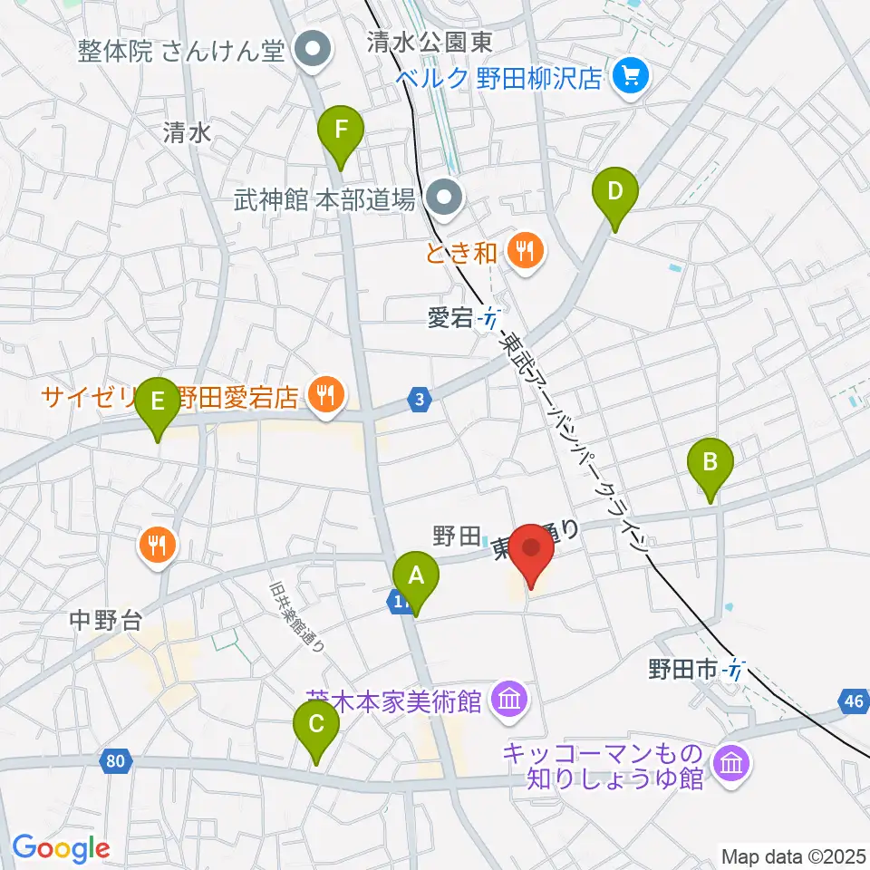 野田市郷土博物館周辺のコンビニエンスストア一覧地図