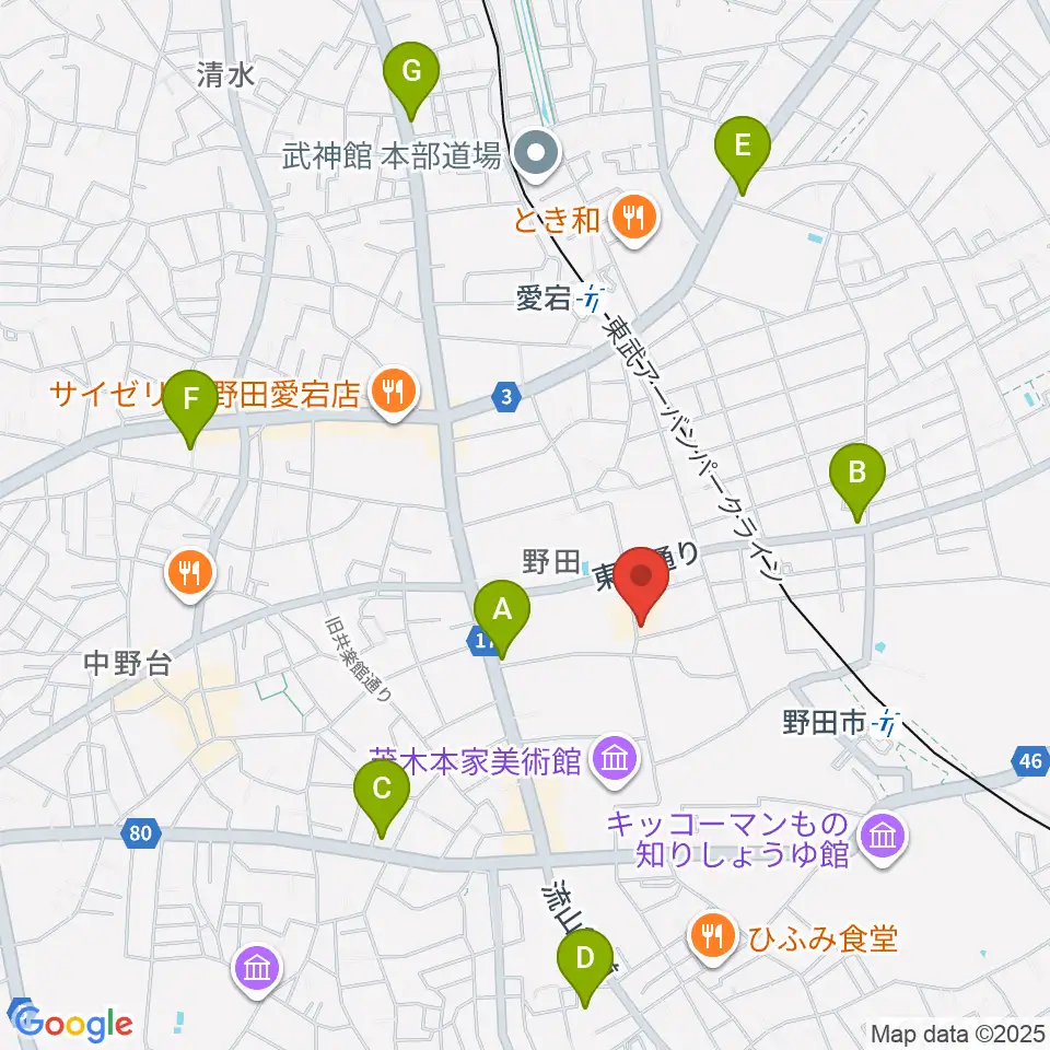 野田市郷土博物館周辺のコンビニエンスストア一覧地図