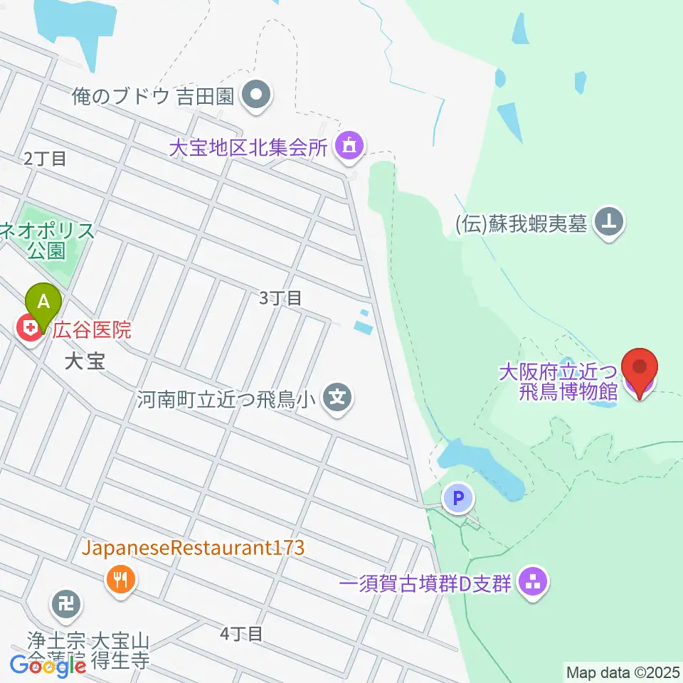 大阪府立近つ飛鳥博物館周辺のコンビニエンスストア一覧地図