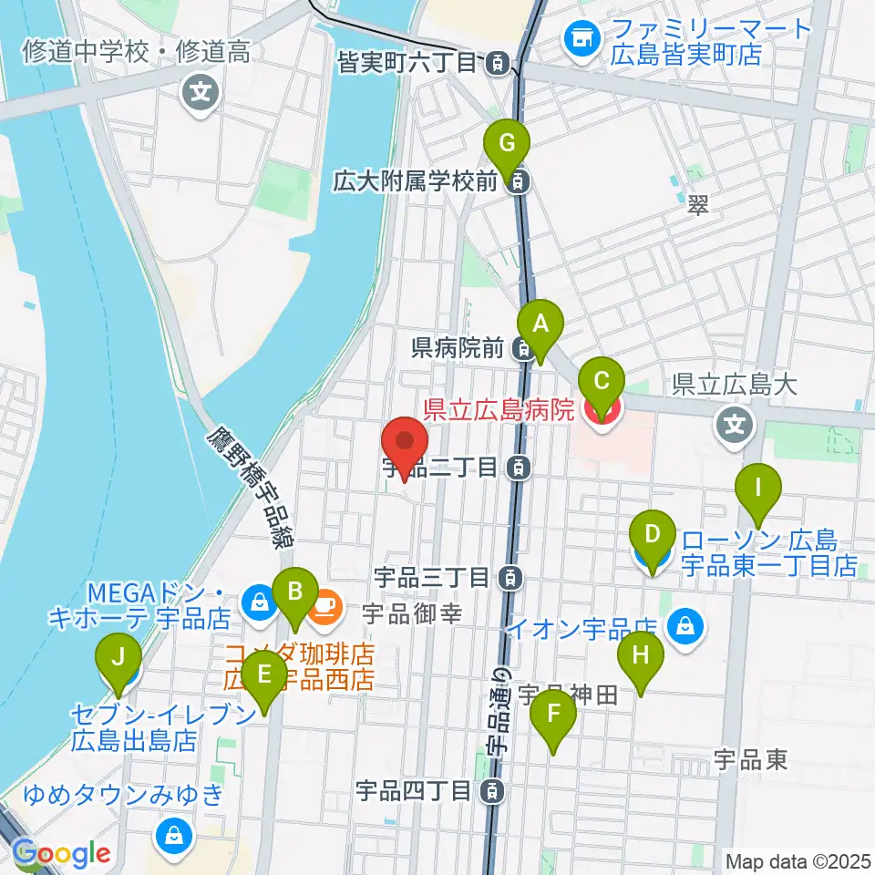 広島市郷土資料館周辺のコンビニエンスストア一覧地図