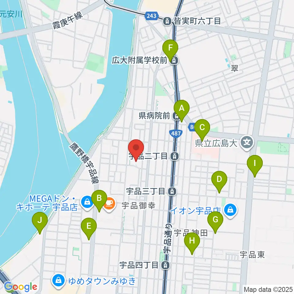 広島市郷土資料館周辺のコンビニエンスストア一覧地図