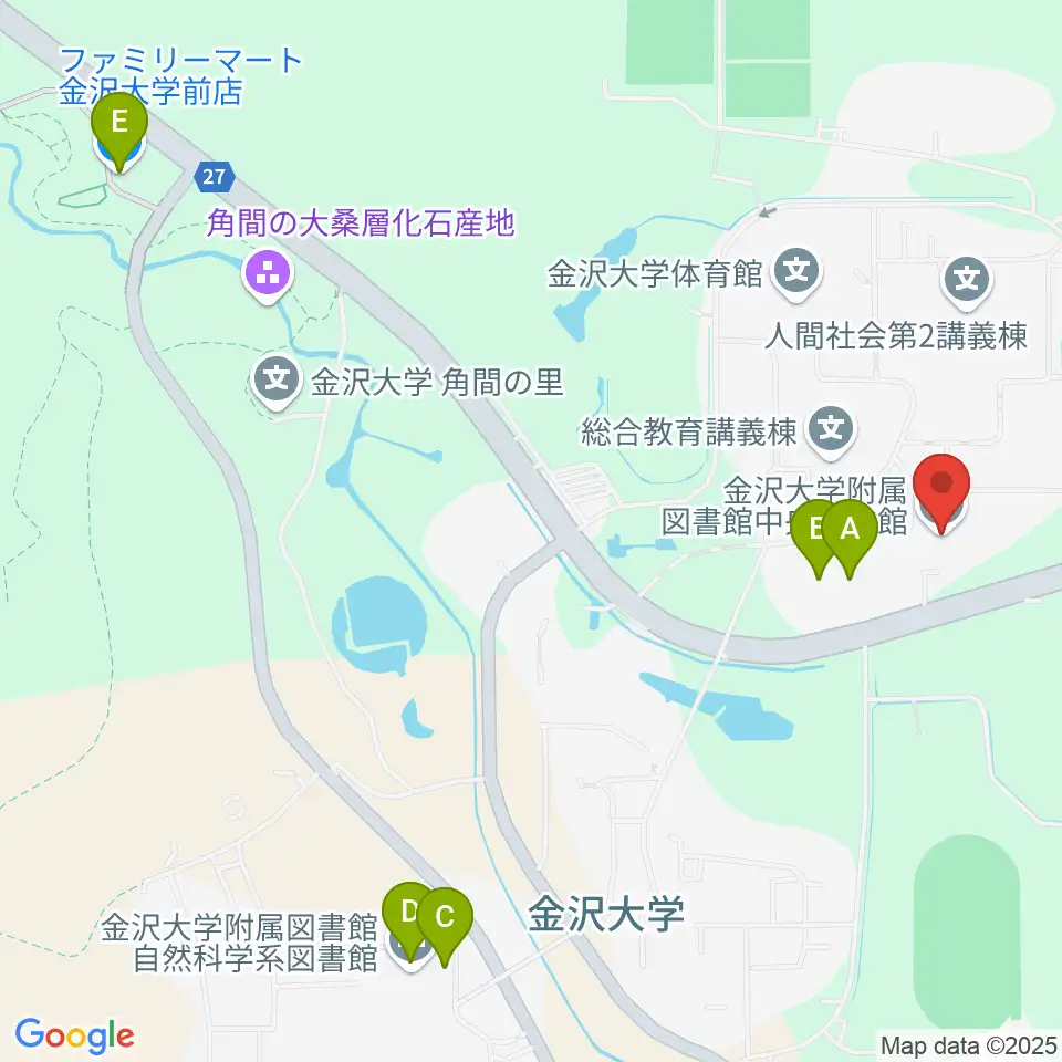 金沢大学資料館周辺のコンビニエンスストア一覧地図