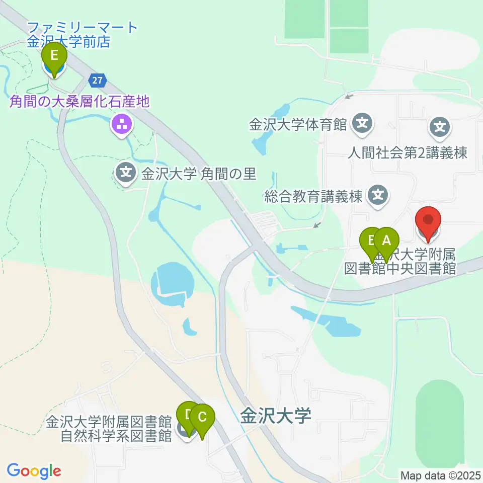 金沢大学資料館周辺のコンビニエンスストア一覧地図