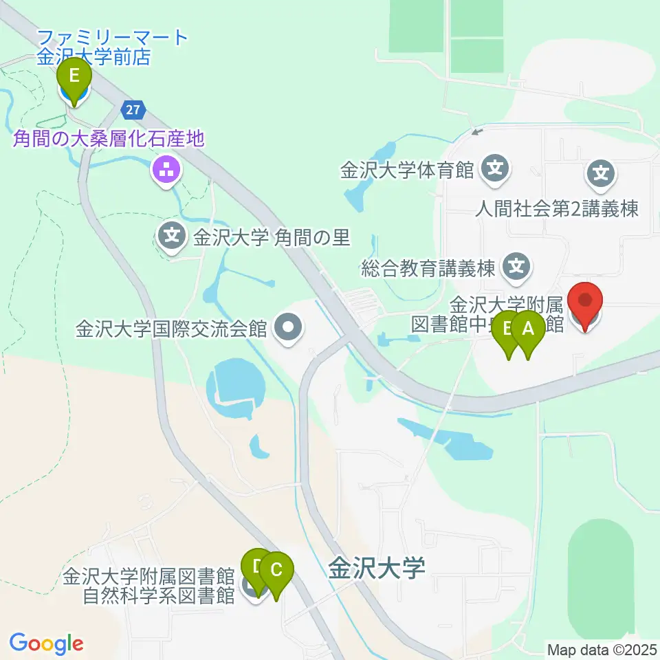 金沢大学資料館周辺のコンビニエンスストア一覧地図