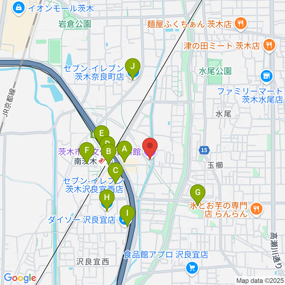 茨木市立文化財資料館周辺のコンビニエンスストア一覧地図