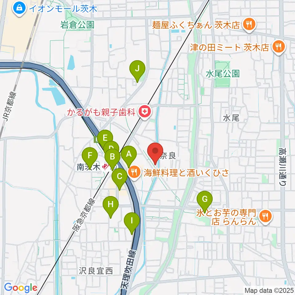 茨木市立文化財資料館周辺のコンビニエンスストア一覧地図